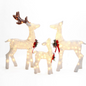 LuxenHome 3-Piece Frosted Reindeer Set with Lights Outdoor Holiday Decoration