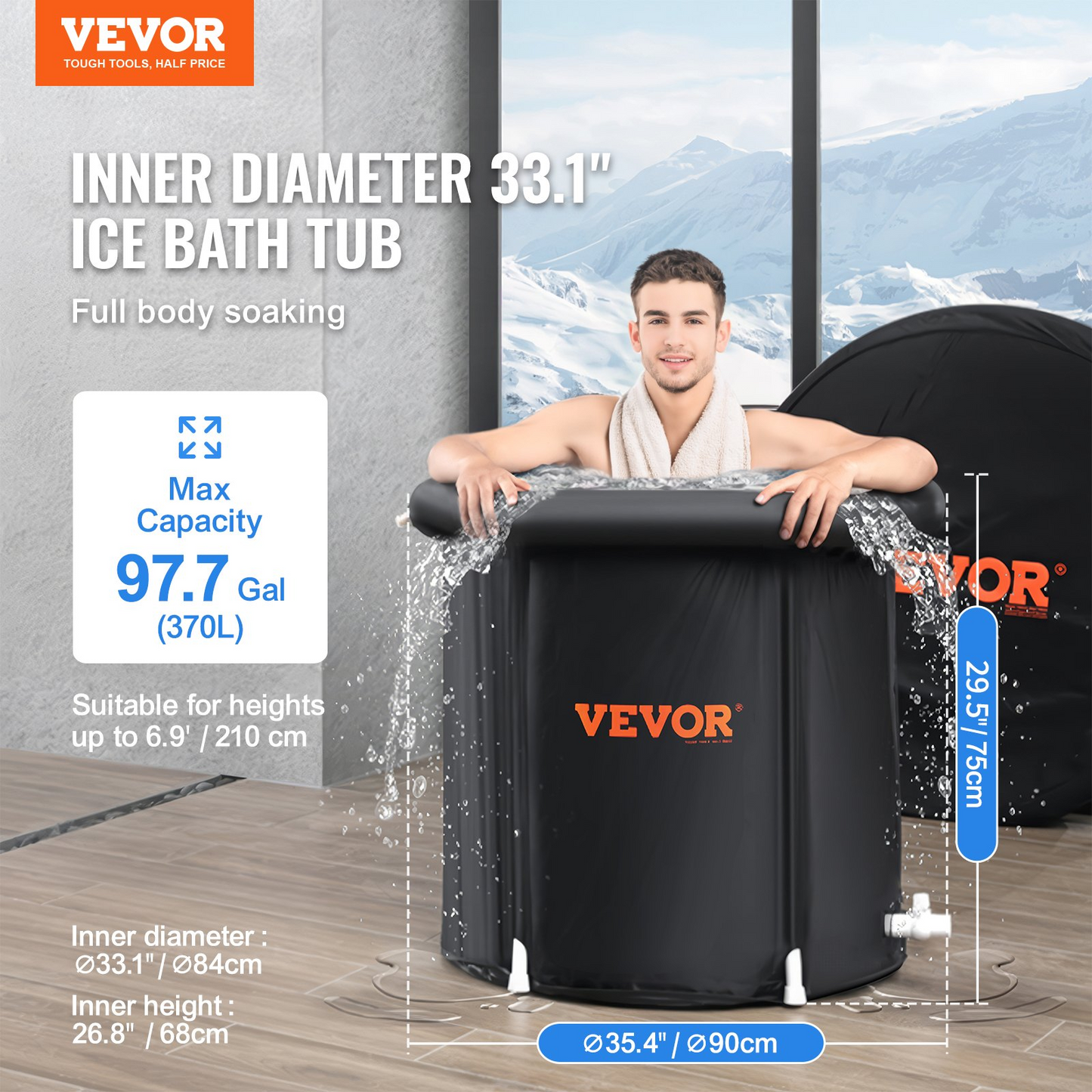 VEVOR Ice Bath Tub for Athlete Cold Water Therapy Plunge Tub Inflatable Bathtub