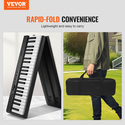 VEVOR 88 Key Folding Keyboard Piano Portable Foldable Bluetooth MIDI with Stand