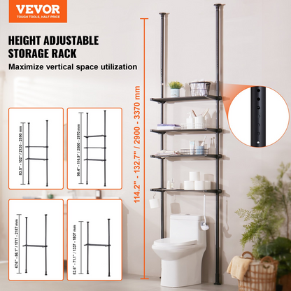 VEVOR Over the Toilet Storage 4-Tier Bathroom Shelf Rack Space Saver Organizer