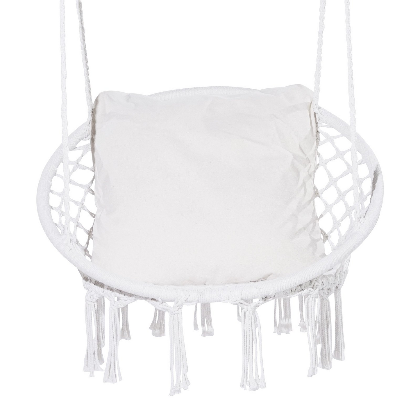 VEVOR Hammock Swinging Chair Macramé Hanging Chair with Cushion Indoor & Outdoor