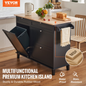 VEVOR Kitchen Island Cart Storage Cabinet Serving with Drawer & Trash Cabinet