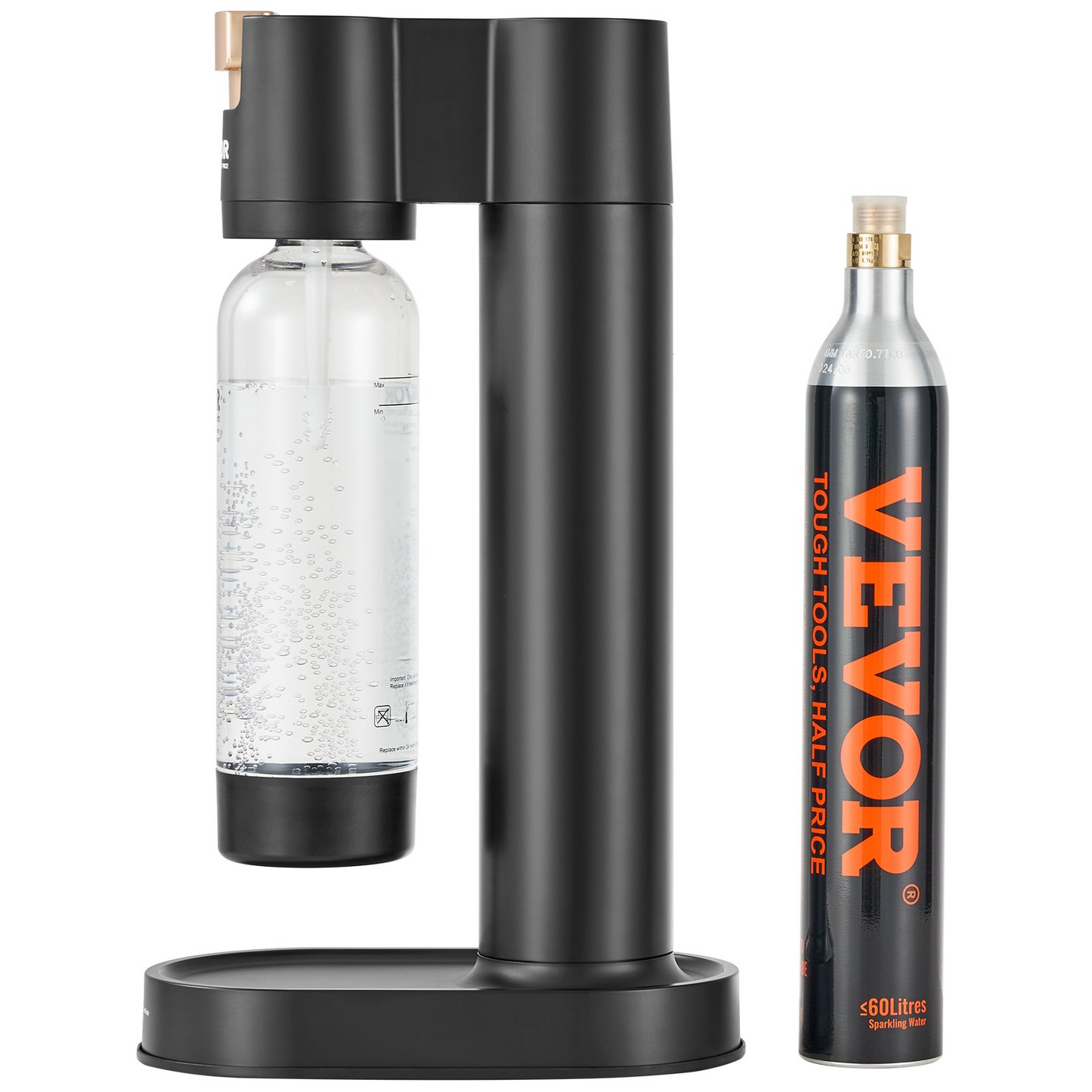 VEVOR Sparkling Water Maker, Soda Maker Machine for Home Carbonating, Seltzer Water Starter Kit with BPA-free 1L PET Bottle, CO2 Cylinder, Compatible with Mainstream Screw-in 60L CO2 Cylinder