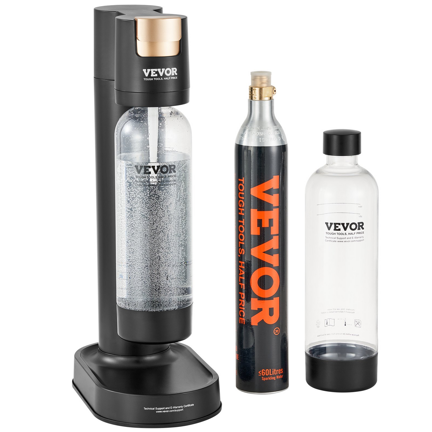 VEVOR Sparkling Water Maker, Soda Maker Machine for Home Carbonating, Seltzer Water Starter Kit with 2 BPA-free 1L PET Bottles, CO2 Cylinder, Compatible with Mainstream Screw-in 60L CO2 Cylinder