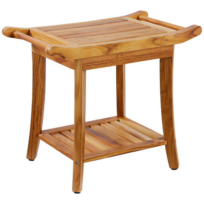 VEVOR Teak Shower Bench 22 x 14.4 x 18.5 in Wood Shower Stool Chair for Bathroom