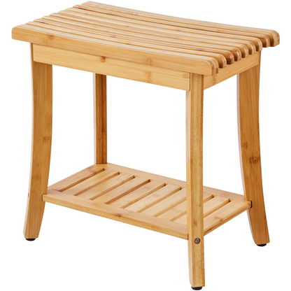 VEVOR Bamboo Shower Bench 19.1 x 11.3 x 18.3 in Shower Stool Chair for Bathroom