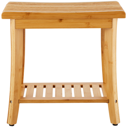 VEVOR Bamboo Shower Bench 19.1 x 11.3 x 18.3 in Shower Stool Chair for Bathroom