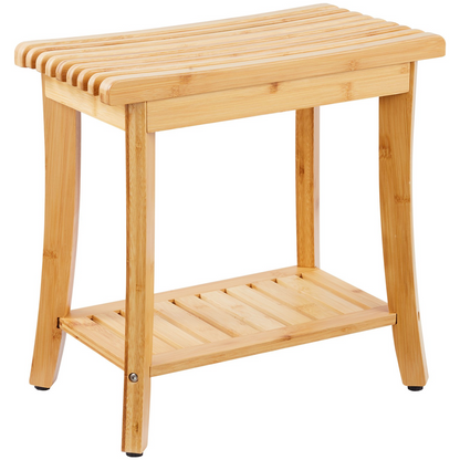 VEVOR Bamboo Shower Bench 19.1 x 11.3 x 18.3 in Shower Stool Chair for Bathroom