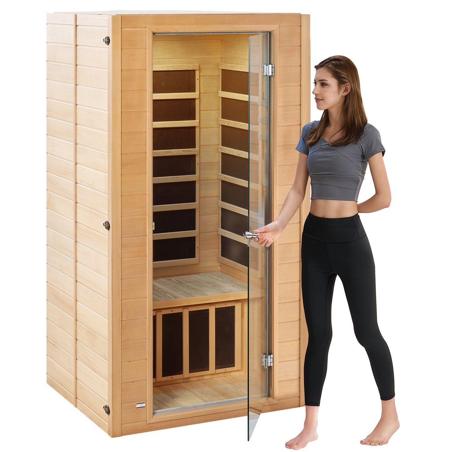 VEVOR Far Infrared Wooden Sauna Room, 1400W, 1-2 Person Wellness Spa