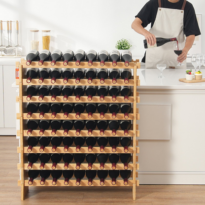 VEVOR 72 Bottle Upgrade Modular Wine Rack Bamboo Wood Display Shelf 8-Tier