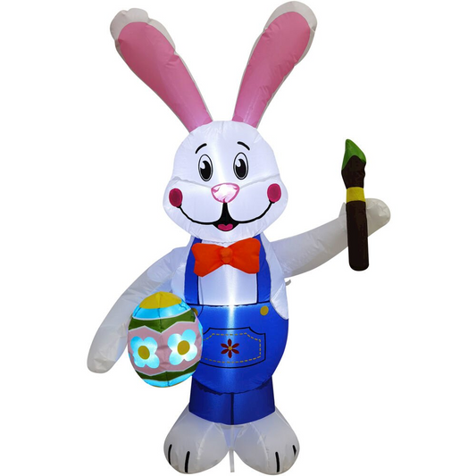 4ft Inflatable Bunny Painting Easter Egg with Lights