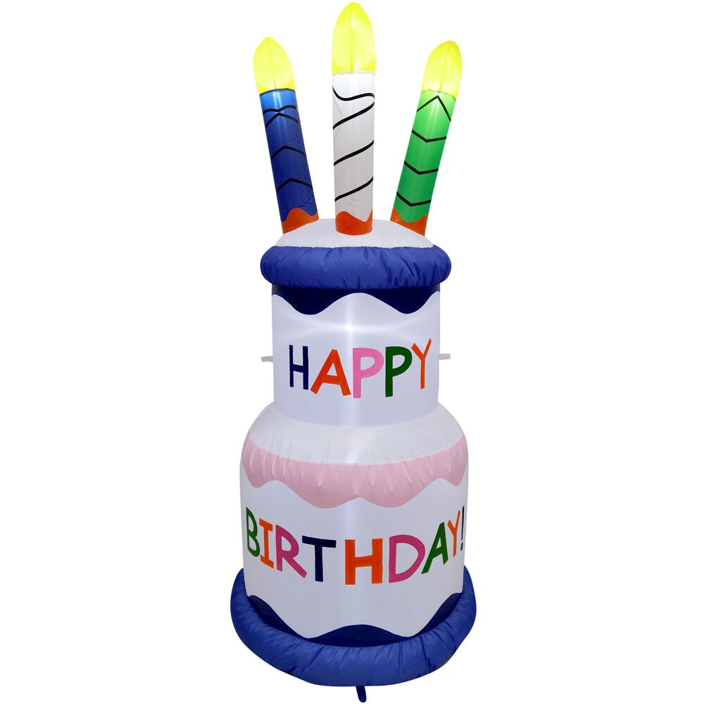 6ft Inflatable Birthday Cake with Candles & Lights