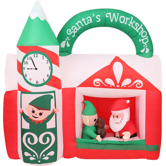 7ft Inflatable Santa's Workshop with Lights