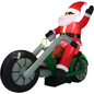 6ft Inflatable Motorcycle Santa w/ Lights