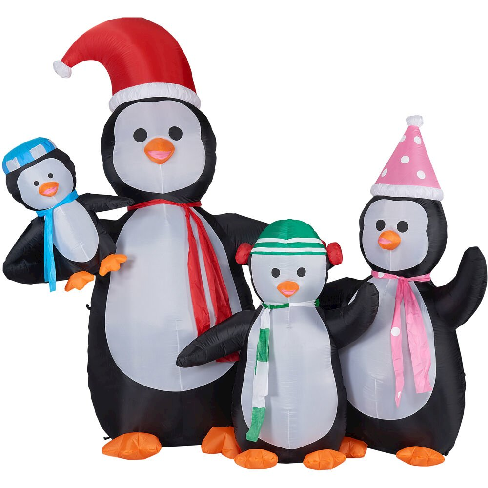 10ft Inflatable Penguin Family with Lights