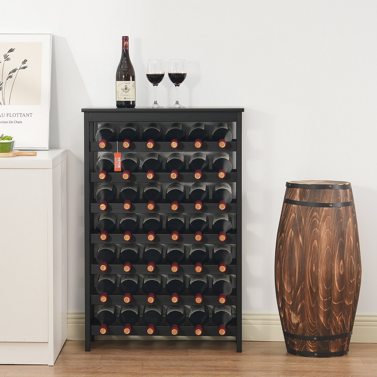 VEVOR 42 Bottle 7-Tier Modular Wine Rack Bamboo Wood Display Shelf with TableTop