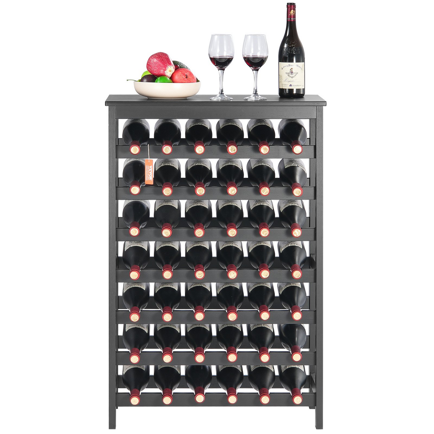 VEVOR 42 Bottle 7-Tier Modular Wine Rack Bamboo Wood Display Shelf with TableTop