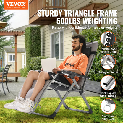 VEVOR Zero Gravity Chair 26" Zero Gravity Recliner Lounge Chair Indoor & Outdoor