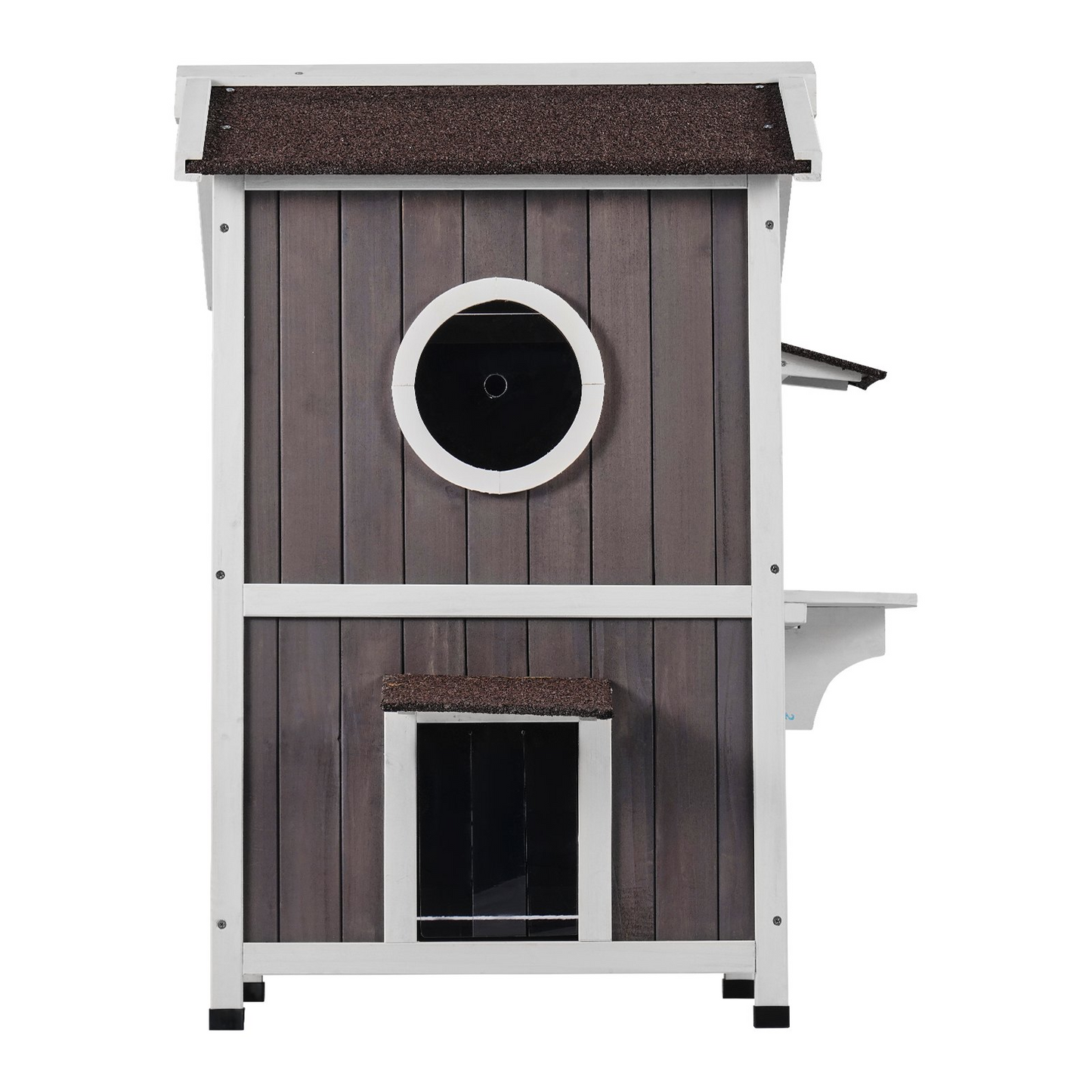 VEVOR Outdoor Cat House 2-story Wooden Feral Cat Shelter with Roof & Door Flaps