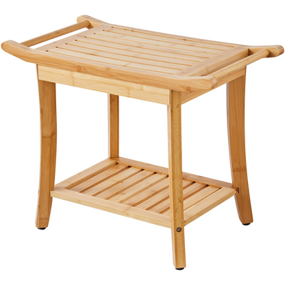 VEVOR Bamboo Shower Bench 24 x 13.8 x 18.9 in Shower Stool Chair for Bathroom