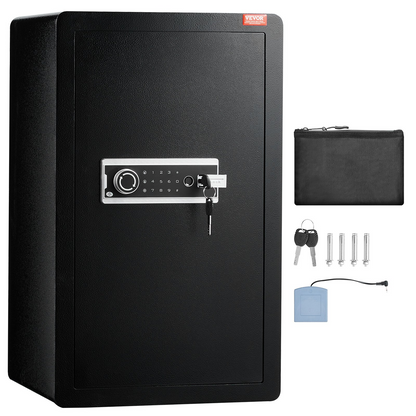 VEVOR Single Door 4.0 cu.ft Safe Box with Key Lock Password & Fingerprint Black，organize cash, passports, jewelry, gold, watches and documents