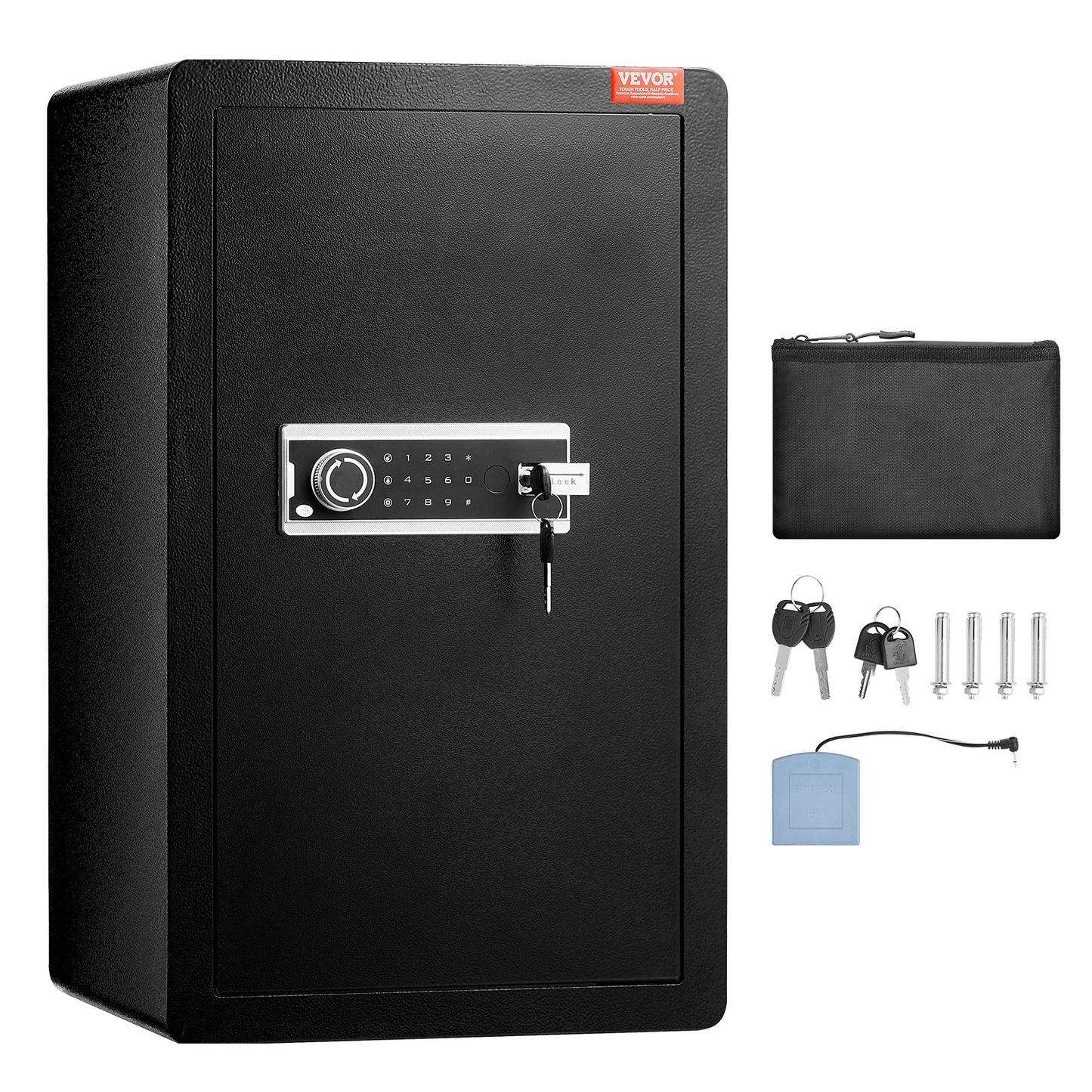 VEVOR Single Door 4.0 cu.ft Safe Box with Key Lock & Password Cabinet Black，organize cash, passports, jewelry, gold, watches and documents