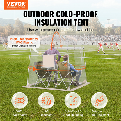 VEVOR Sports Tent, Instant PVC Bubble Tent, Weatherproof, 2-4 People, 72"x72"