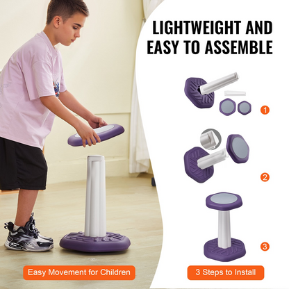 VEVOR Kids Wobble Chair, Active Chair with Sponge Cushion, Wobble Stool Improves Focus, Posture and Calm Children, Ideal for Schools and Home, Age 7-14, Purple