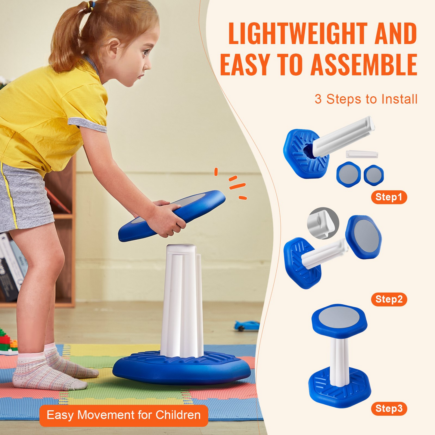 VEVOR Kids Wobble Chair, Active Chair with Sponge Cushion, Wobble Stool Improves Focus, Posture and Calm Children, Ideal for Schools and Preschools, Age 3-7, Blue