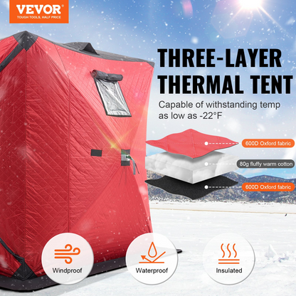 VEVOR 3-4 Person Ourdoor Portable Ice Shelter Pop-Up Ice Fishing Shanty Tent