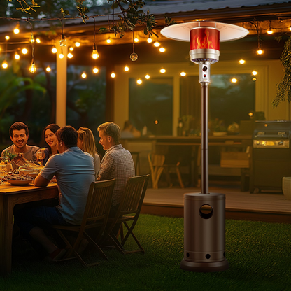 VEVOR Propane Patio Heater 50000BTU Tall Hammered w/Round Table Outdoor Bronze