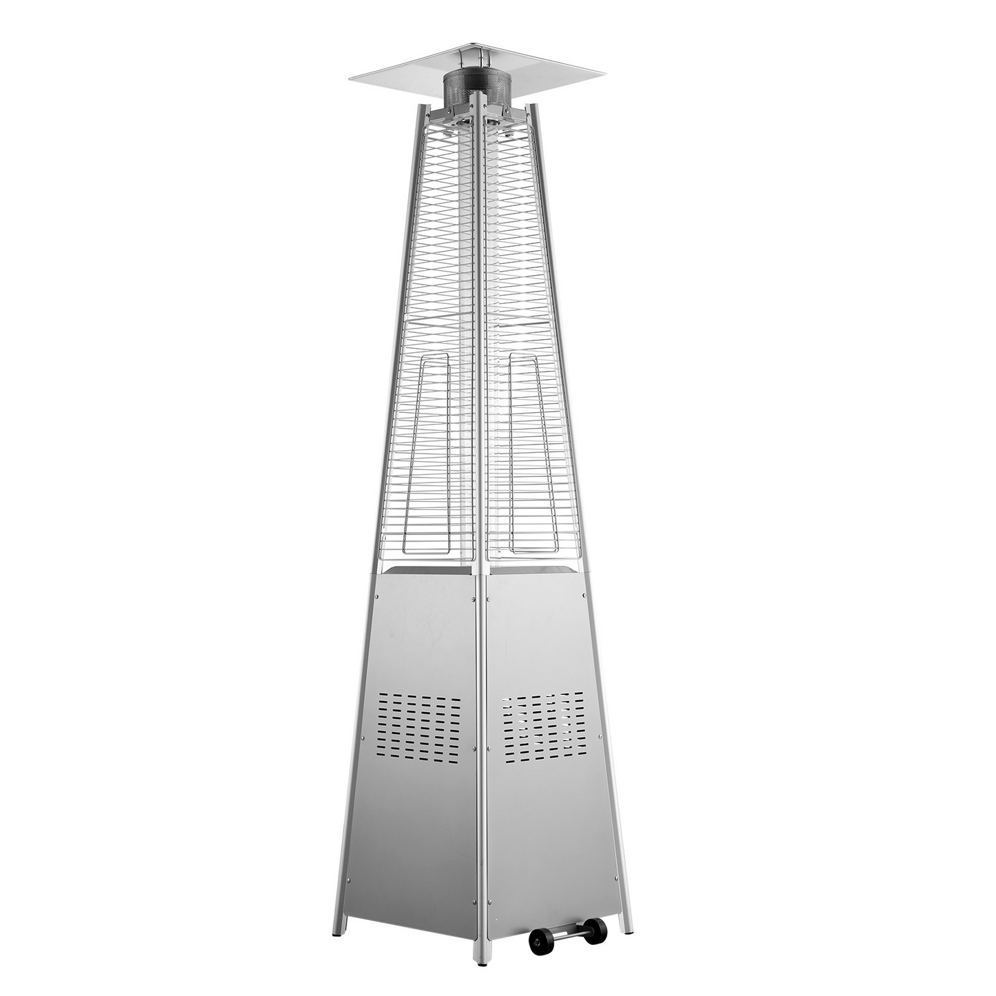 VEVOR 48000BTU Propane Patio Heater, Pyramid Design with Wheels, Silver