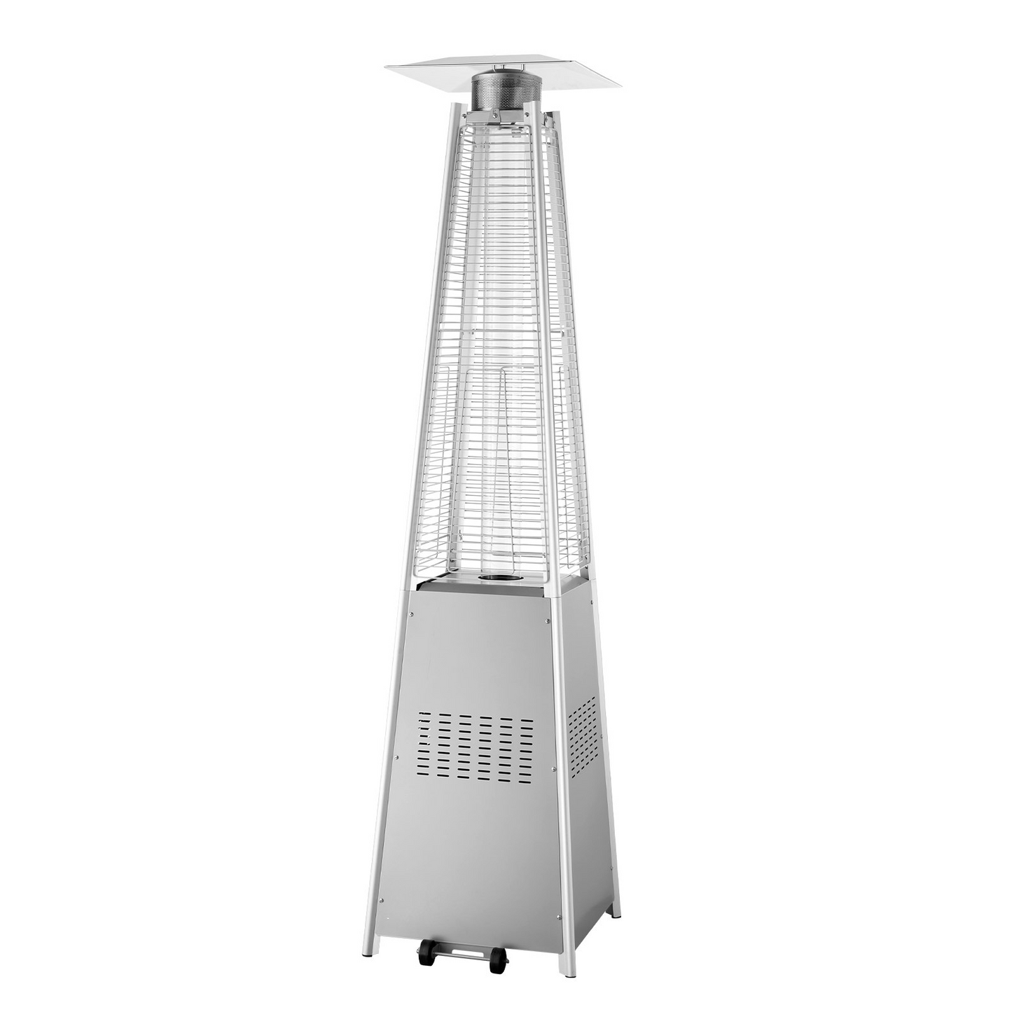 VEVOR 48000BTU Propane Patio Heater, Pyramid Design with Wheels, Silver