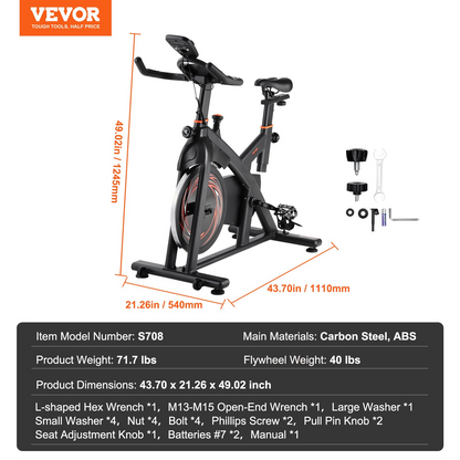 VEVOR Exercise Bike Magnetic Resistance Stationary Bike Indoor Cycling Bike