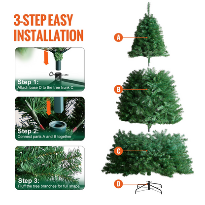 VEVOR 7.5ft Artificial Christmas Tree with 1346 Branch Tips