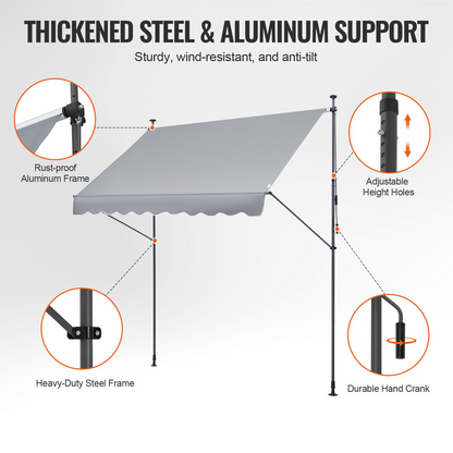 VEVOR 98x47" Patio Awning Retractable Awning Sunshade Shelter with Crank Handle