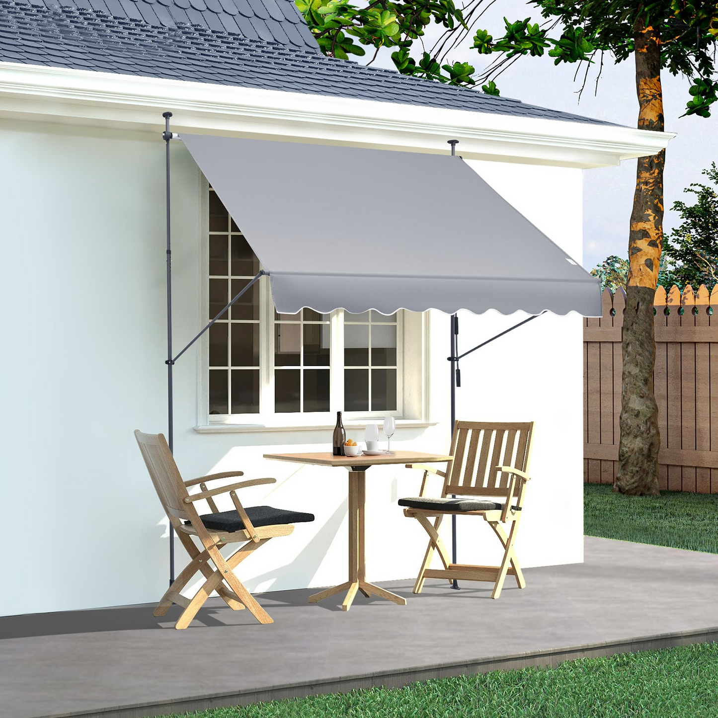 VEVOR 98x47" Patio Awning Retractable Awning Sunshade Shelter with Crank Handle