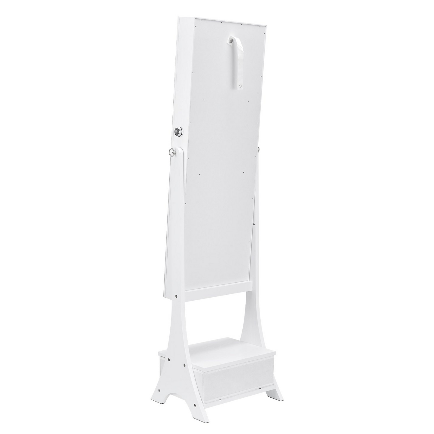 VEVOR Mirror Jewelry Cabinet Standing Mirror with Storage Full Length White