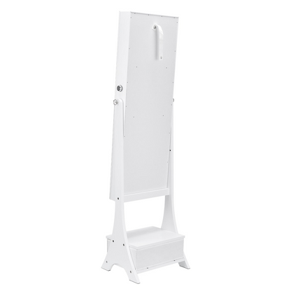 VEVOR Mirror Jewelry Cabinet Standing Mirror with Storage Full Length White