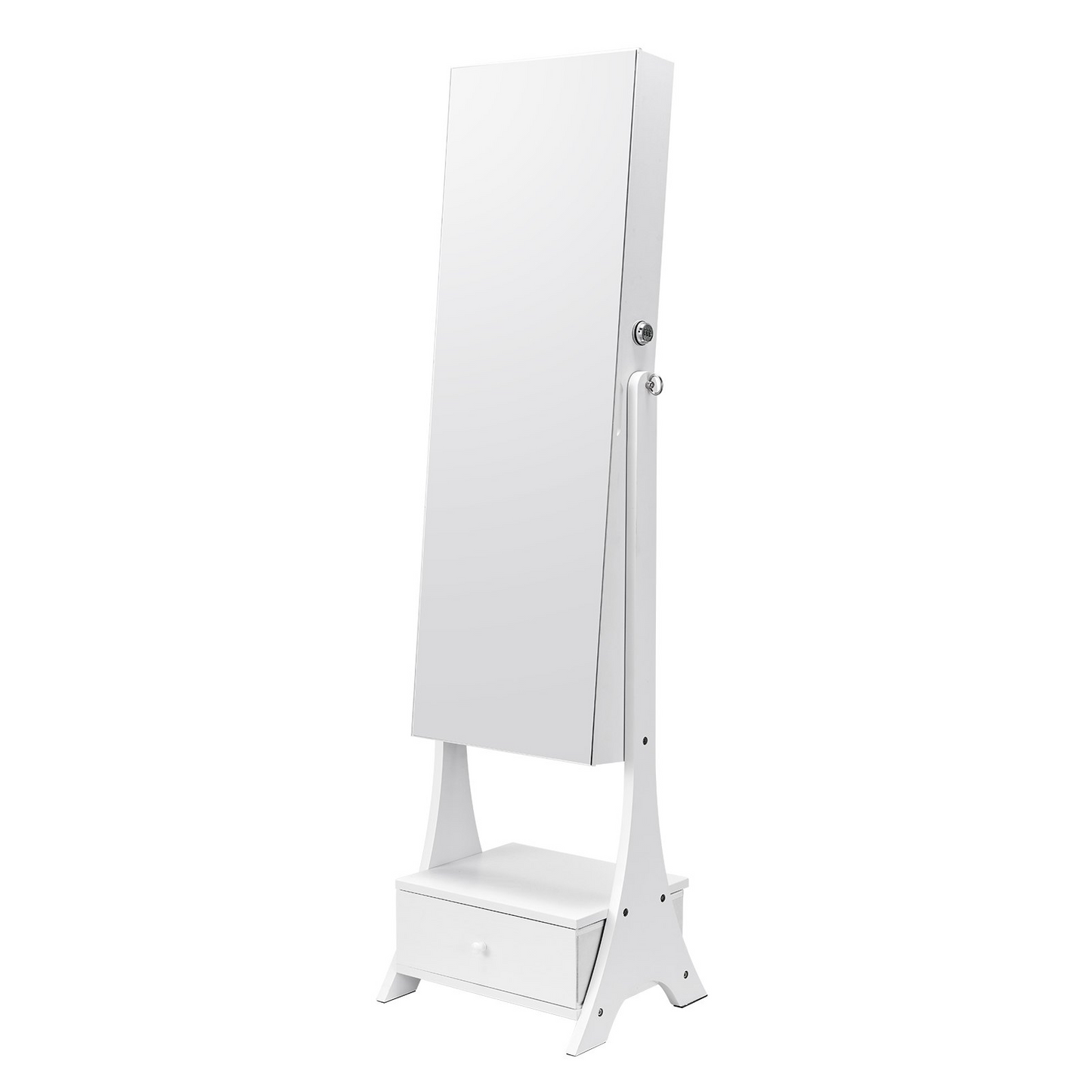 VEVOR Mirror Jewelry Cabinet Standing Mirror with Storage Full Length White