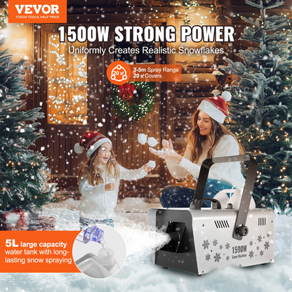 VEVOR Snow Machine 1500W Wireless Remote Handheld Hanging Snow Making Machine