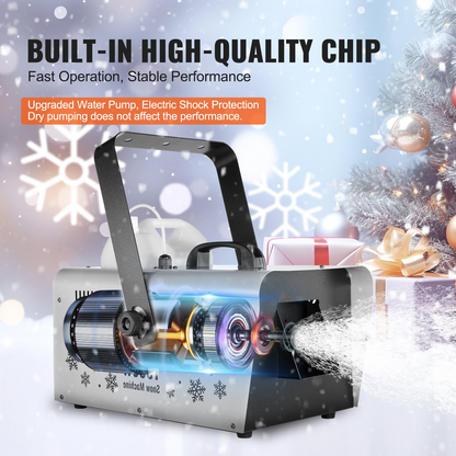 VEVOR Snow Machine 1500W Wireless Remote Handheld Hanging Snow Making Machine