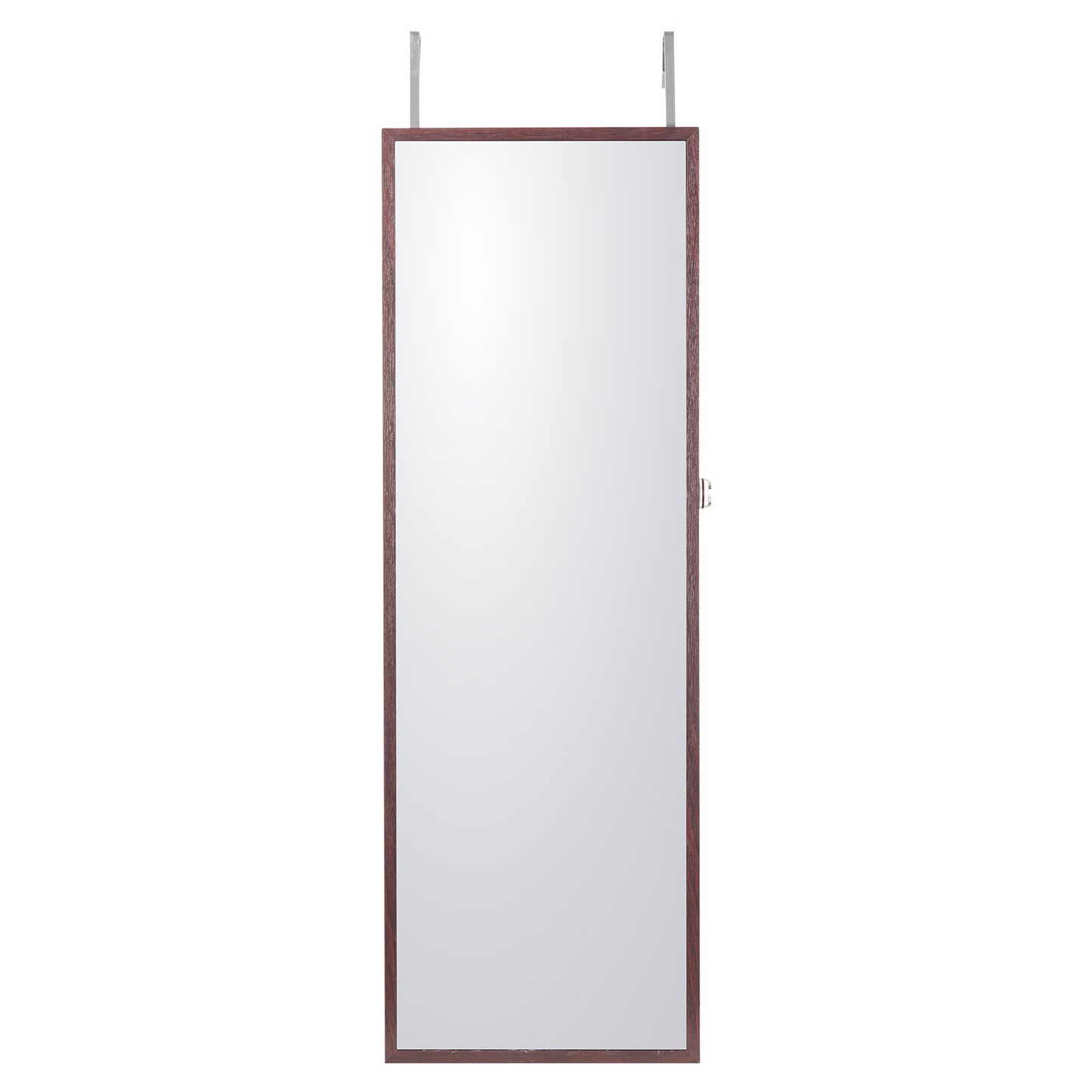 VEVOR Mirror Jewelry Cabinet 42.52in Lockable Wall or Door Mounted Armoire Brown