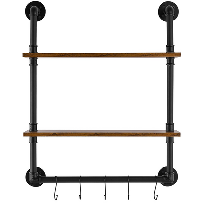 VEVOR Industrial Pipe Shelf 2 Tier 24x7.87in Wall-Mount for Kitchen Bedroom