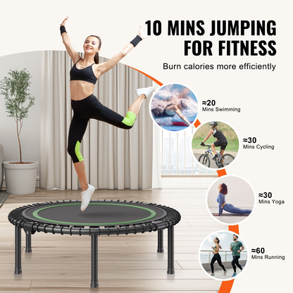 VEVOR 40" Foldable Mini Fitness Trampoline Adults Indoor Exercise Rebounder