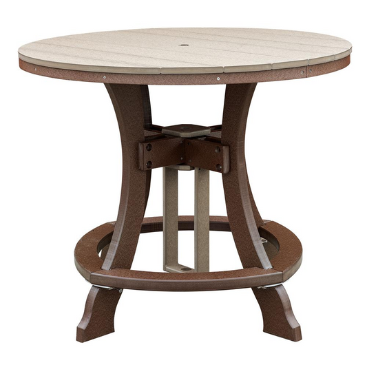 Heavy Duty Round Counter Height Table - Weatherwood Top & Tudor Brown Base