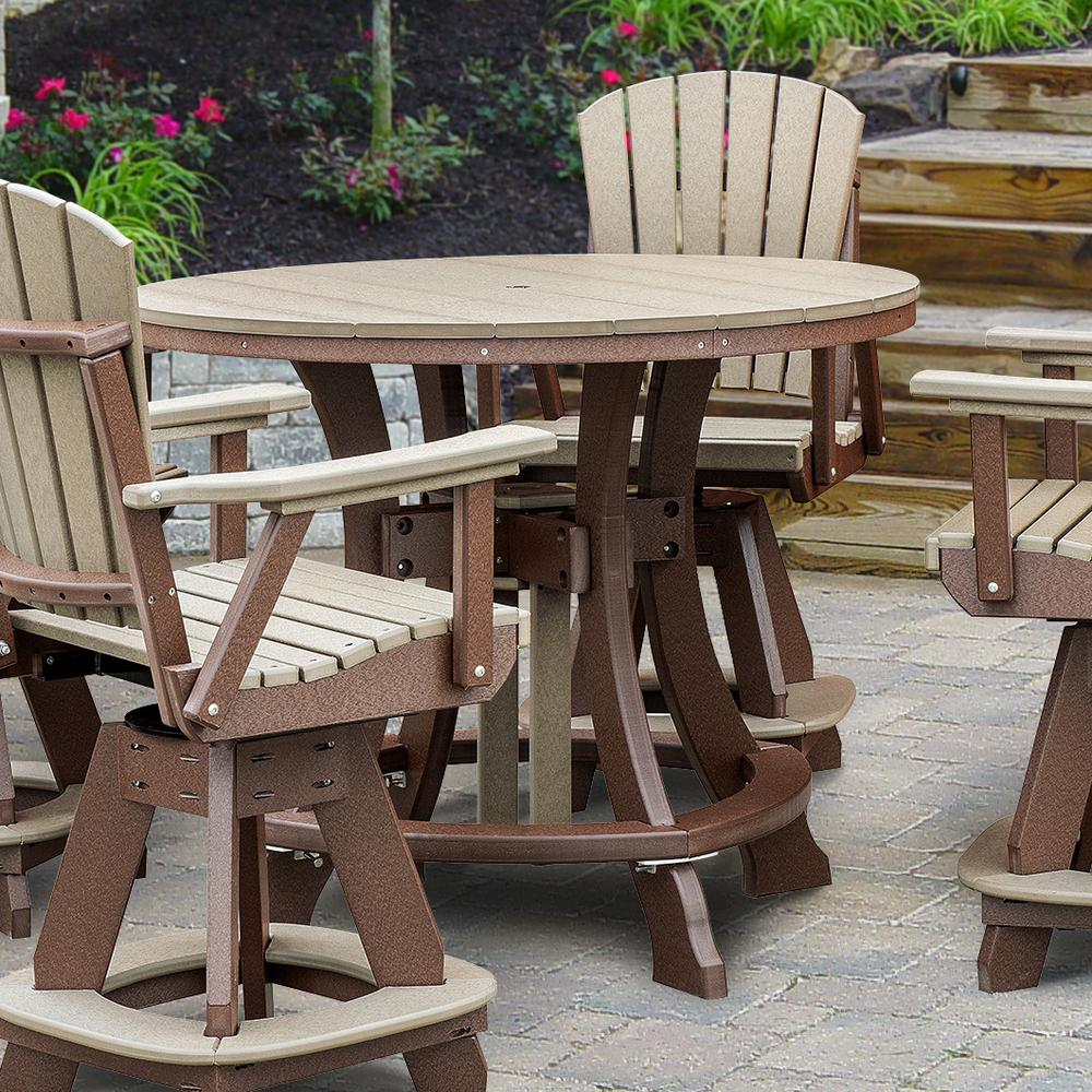 Heavy Duty Round Counter Height Table - Weatherwood Top & Tudor Brown Base