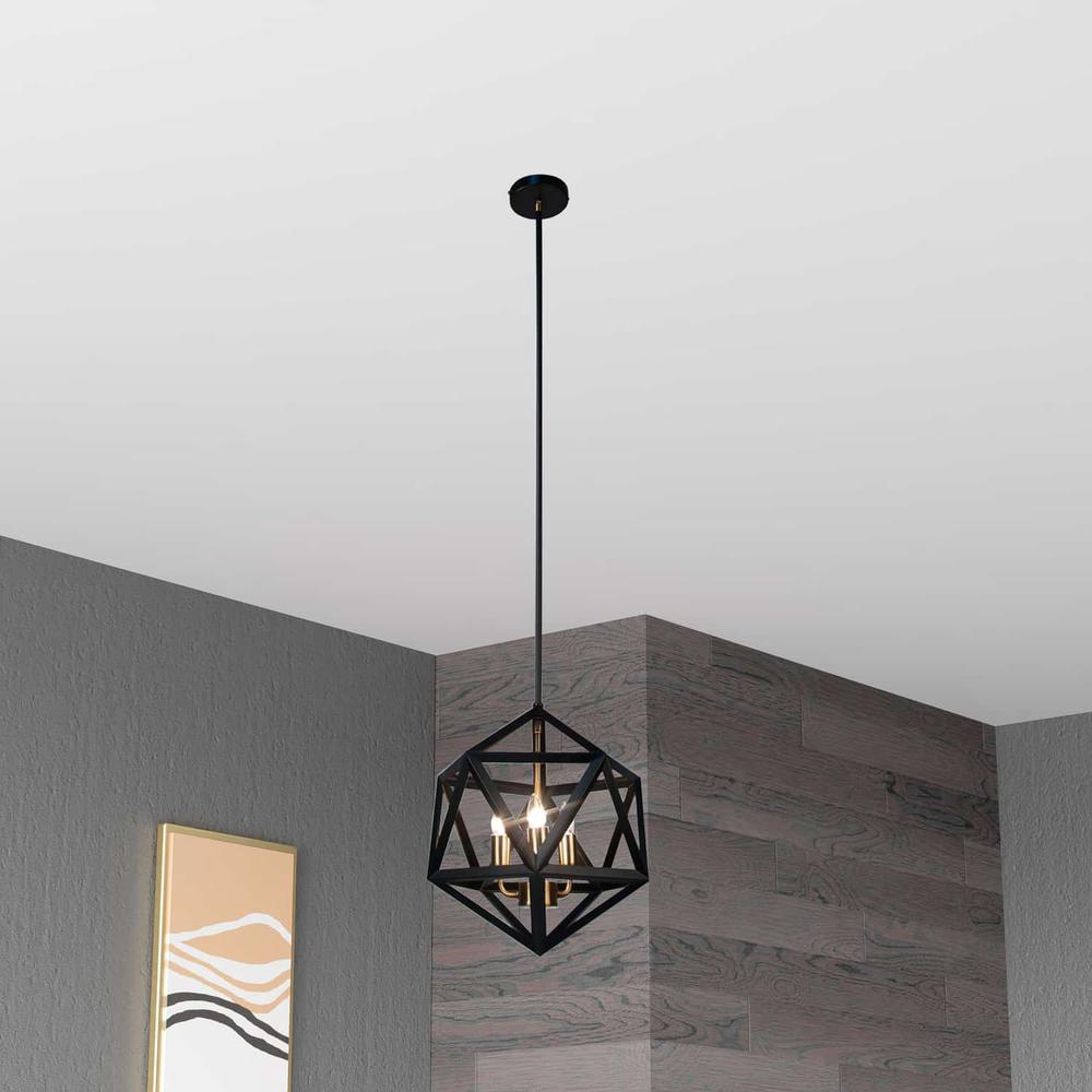 3LT Incandescent Chandelier, BLK/AB | Elegant Lighting | High-Quality Home Decor