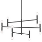 Matte Black 12-Light Chandelier, Adjustable, Dimmable, LED Compatible