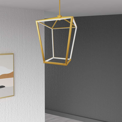 Contemporary Cage Chandelier with 64W, AGB, WH Silicone Diffuser